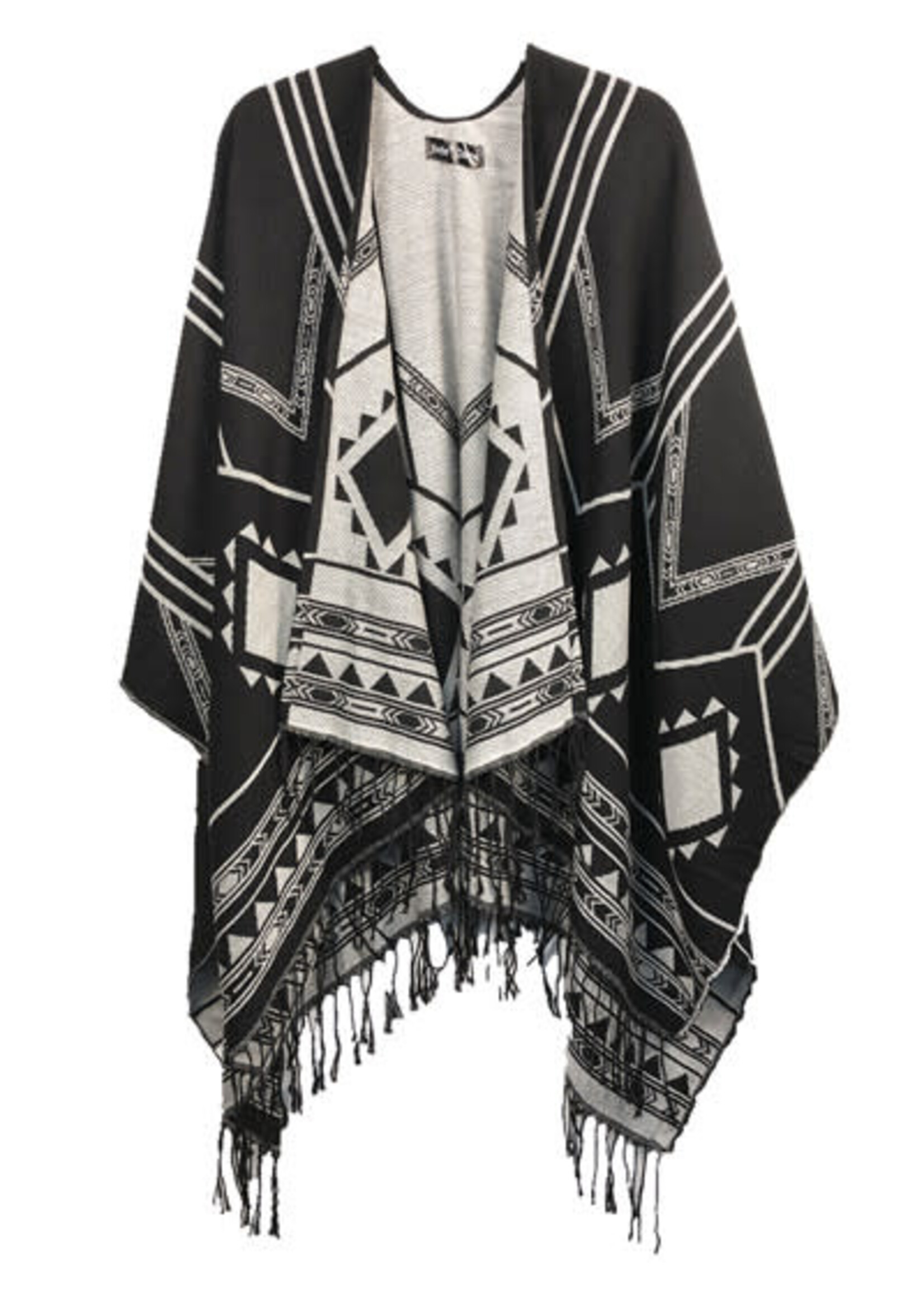 One Size Open Front Poncho Cape Double Side Reversible
