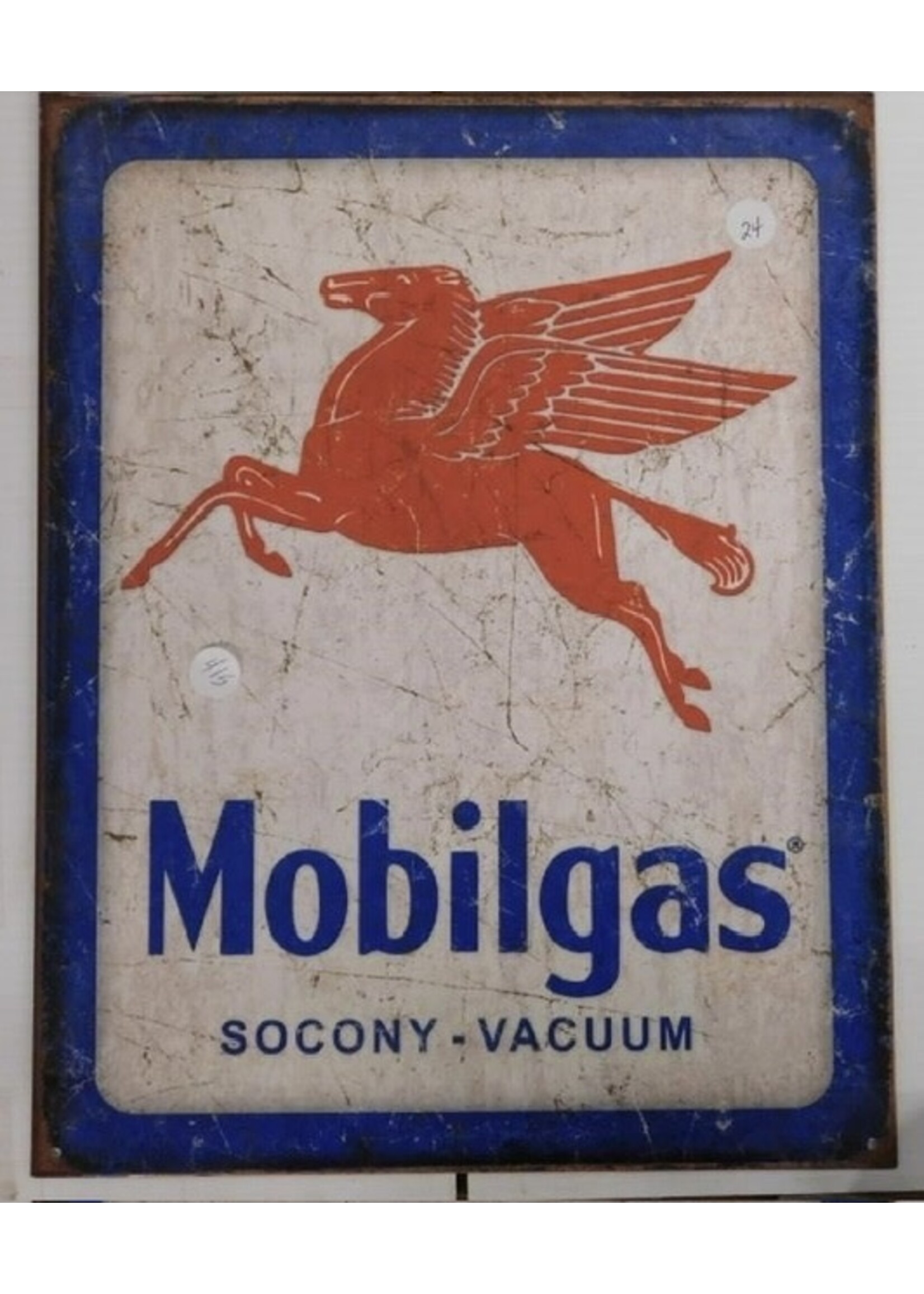 VINTAGE METAL "MOBIL GAS" SIGN 12.5 X 16"