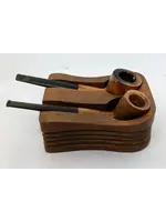 Two British Pipes in Walnut Holder