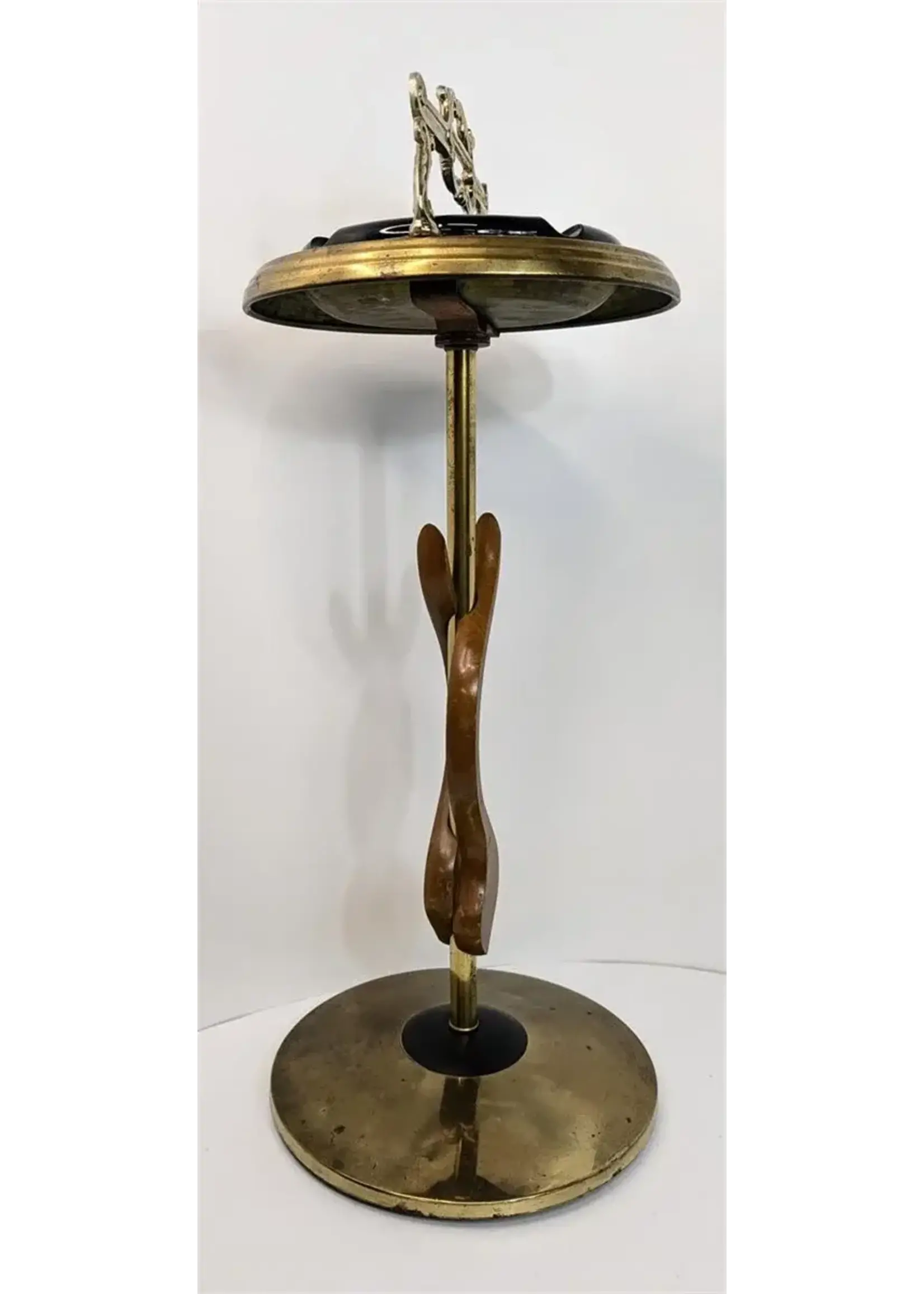 MCM Teak and Brass Floor Style Ashtray
