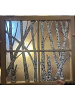 Diana Jenkins Vintage 4 Pane Hand Painted Window 34”w x 32’t - Birch