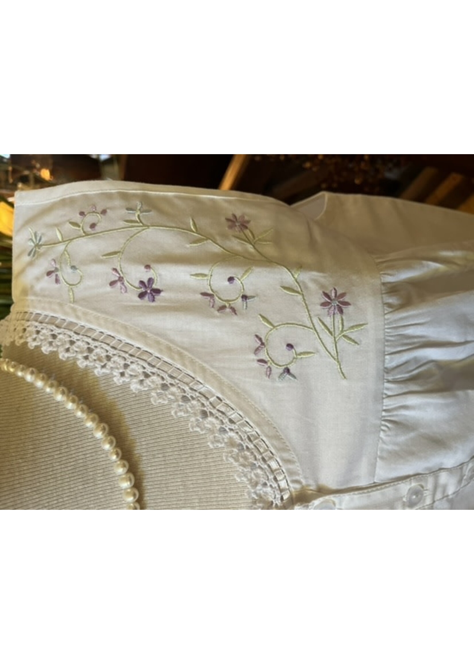 Nice n' Comfy Embroidered Cotton Nightgown with Purple Flowers