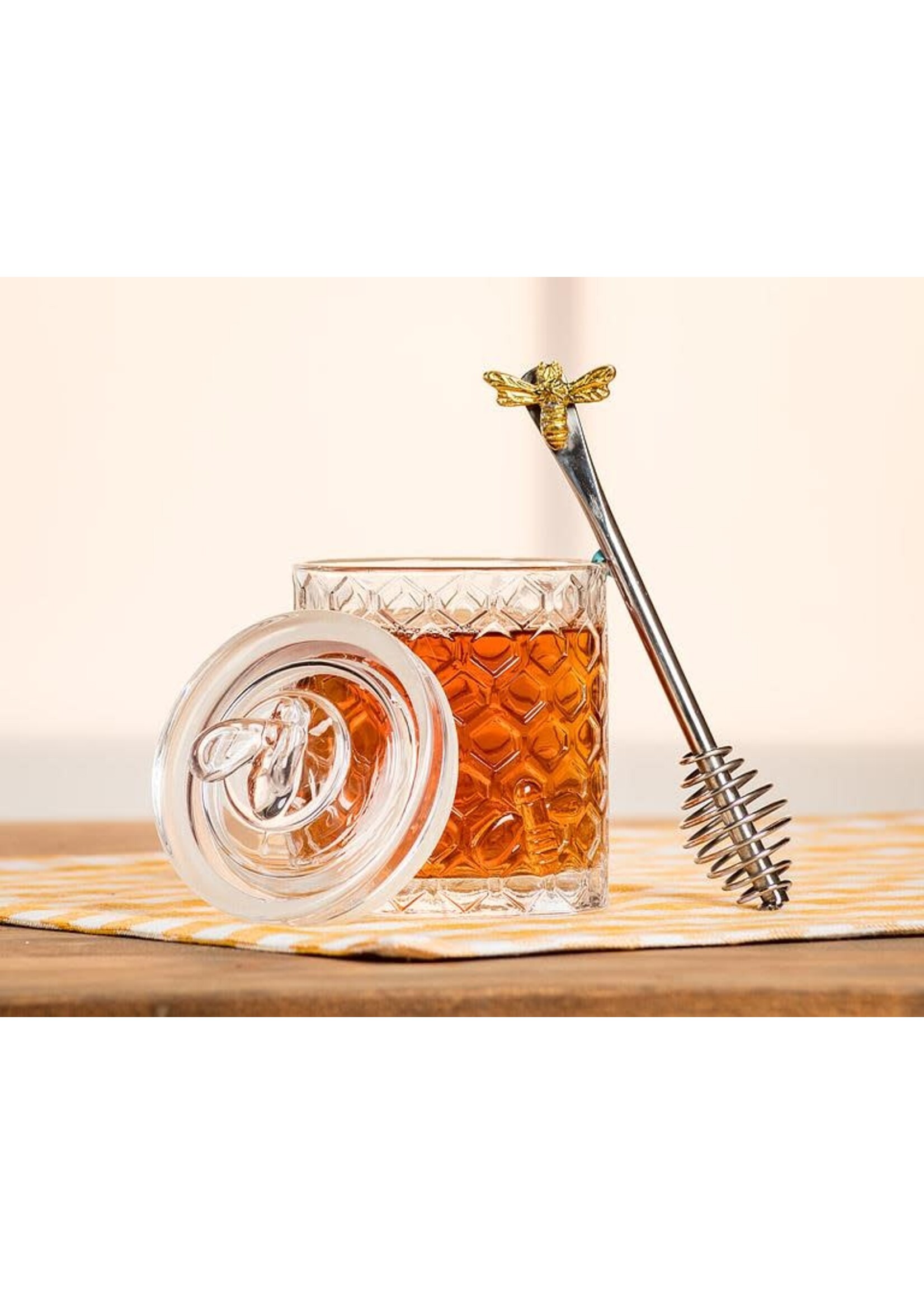 Honeycomb Jar with Bee on Sealed Lid