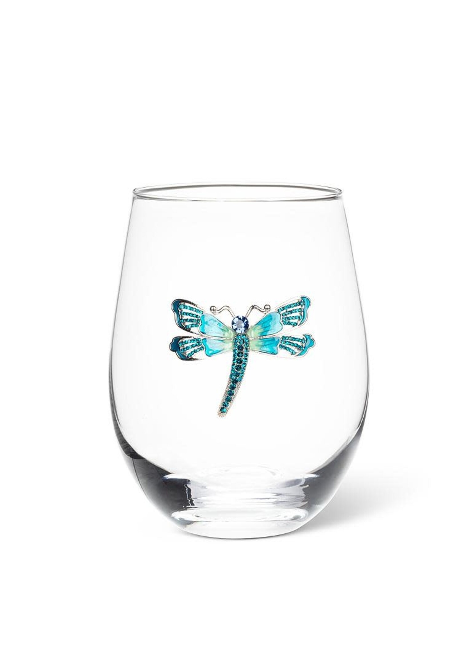 Stemless Wine Glass with Jewelled Dragonfly