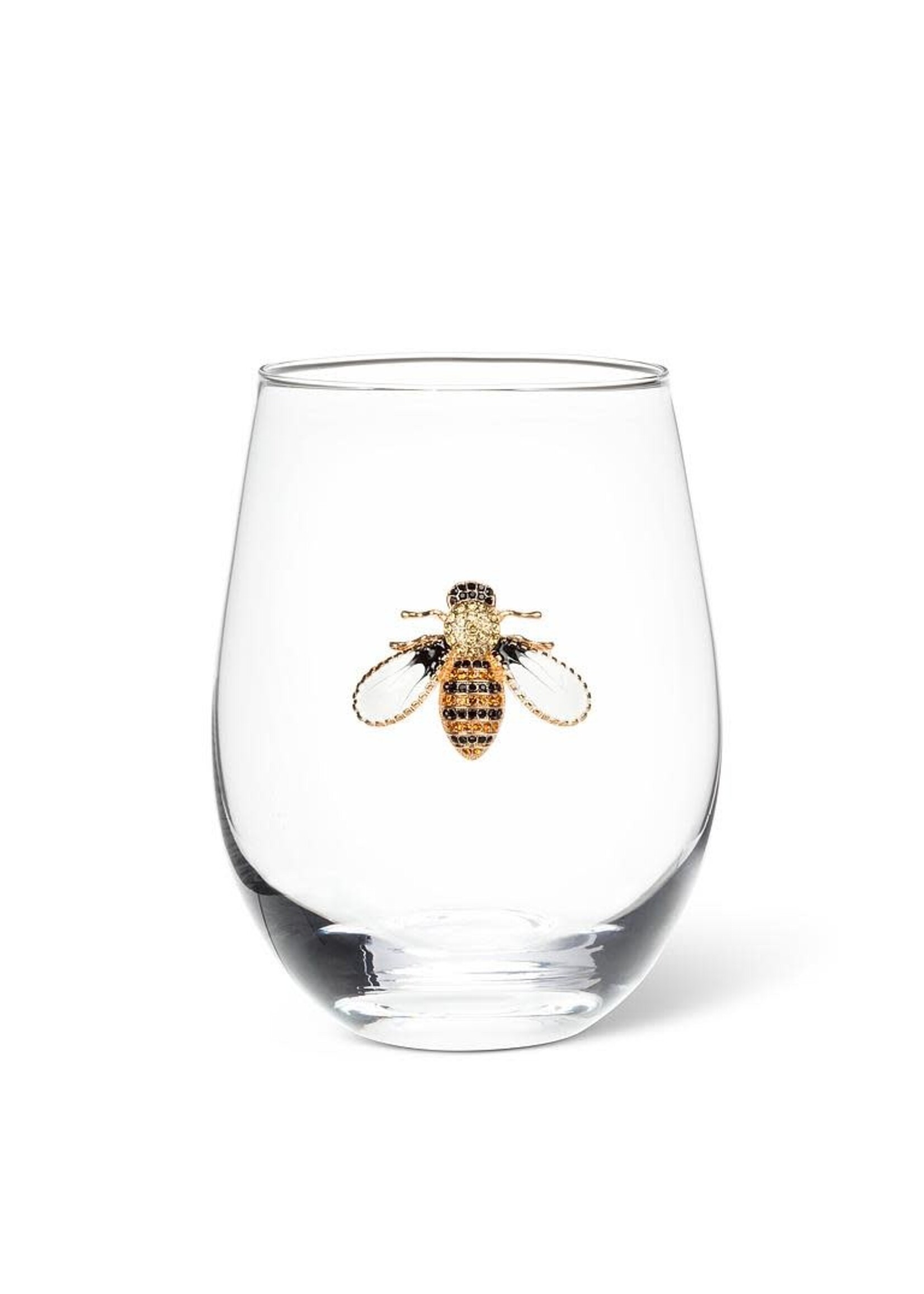 Stemless Wine Glass with Jewelled Bee