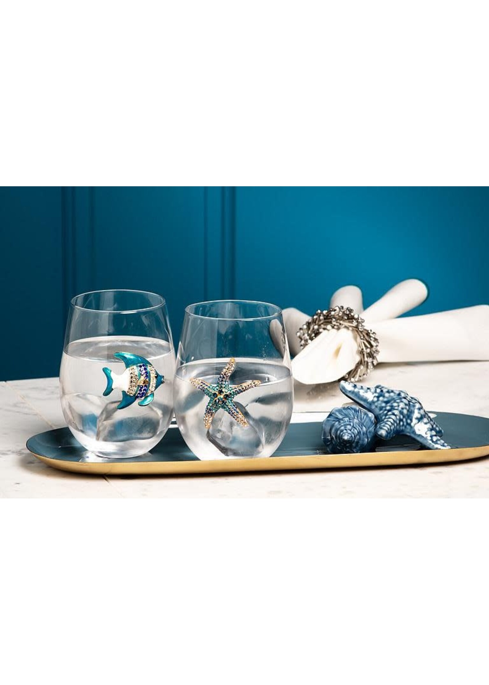 Stemless Wine Glass with Jewelled Starfish