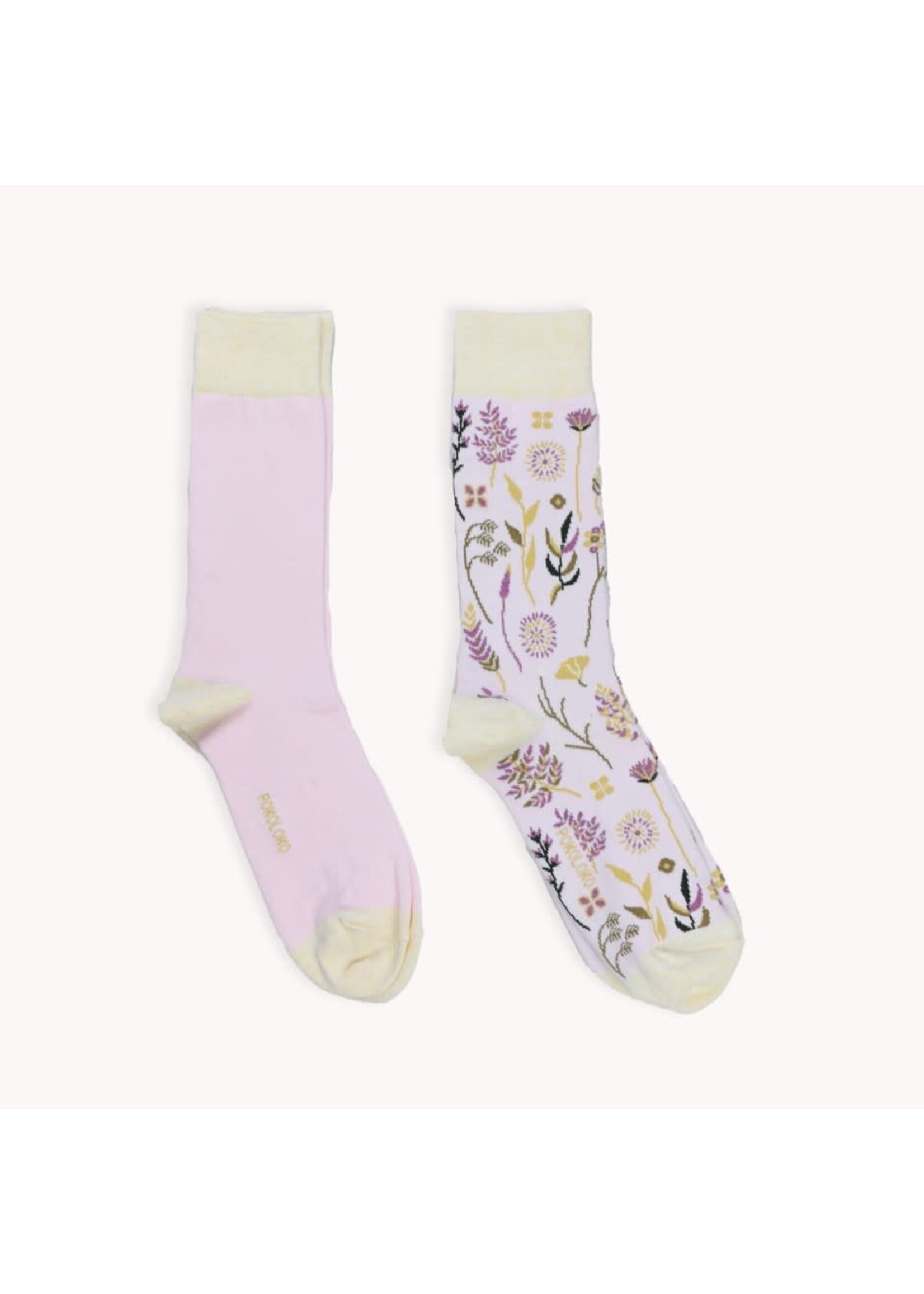 Botanical & Solid Pima Socks - Pack of 2 - Rosee - L/XL