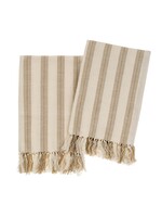 French Stripe Hammam Hand Towels S/2, Warm Sand B