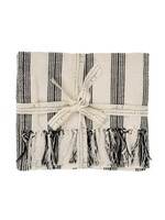 French Stripe Hammam Hand Towels S/2, Black