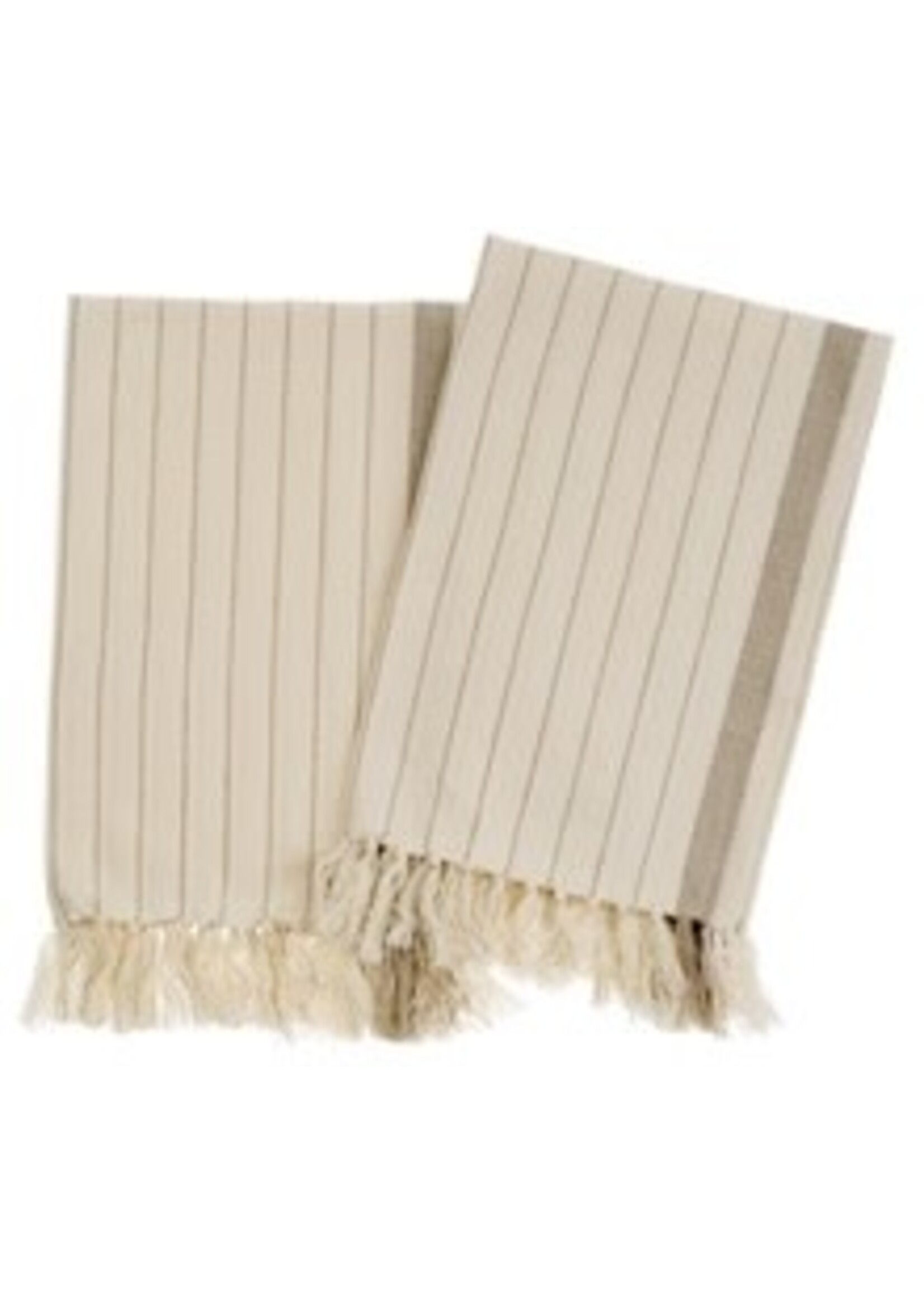 Pinstripe Hammam Hand Towels S/2, Stone
