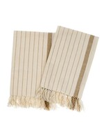 Pinstripe Hammam Hand Towels S/2, Warm Sand