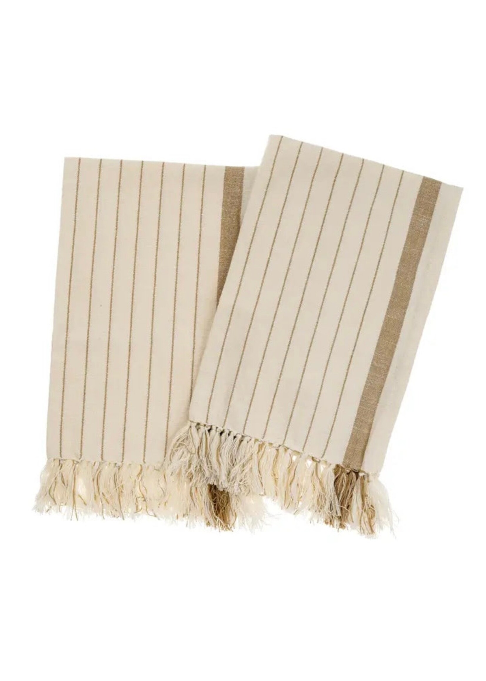 Pinstripe Hammam Hand Towels S/2, Warm Sand