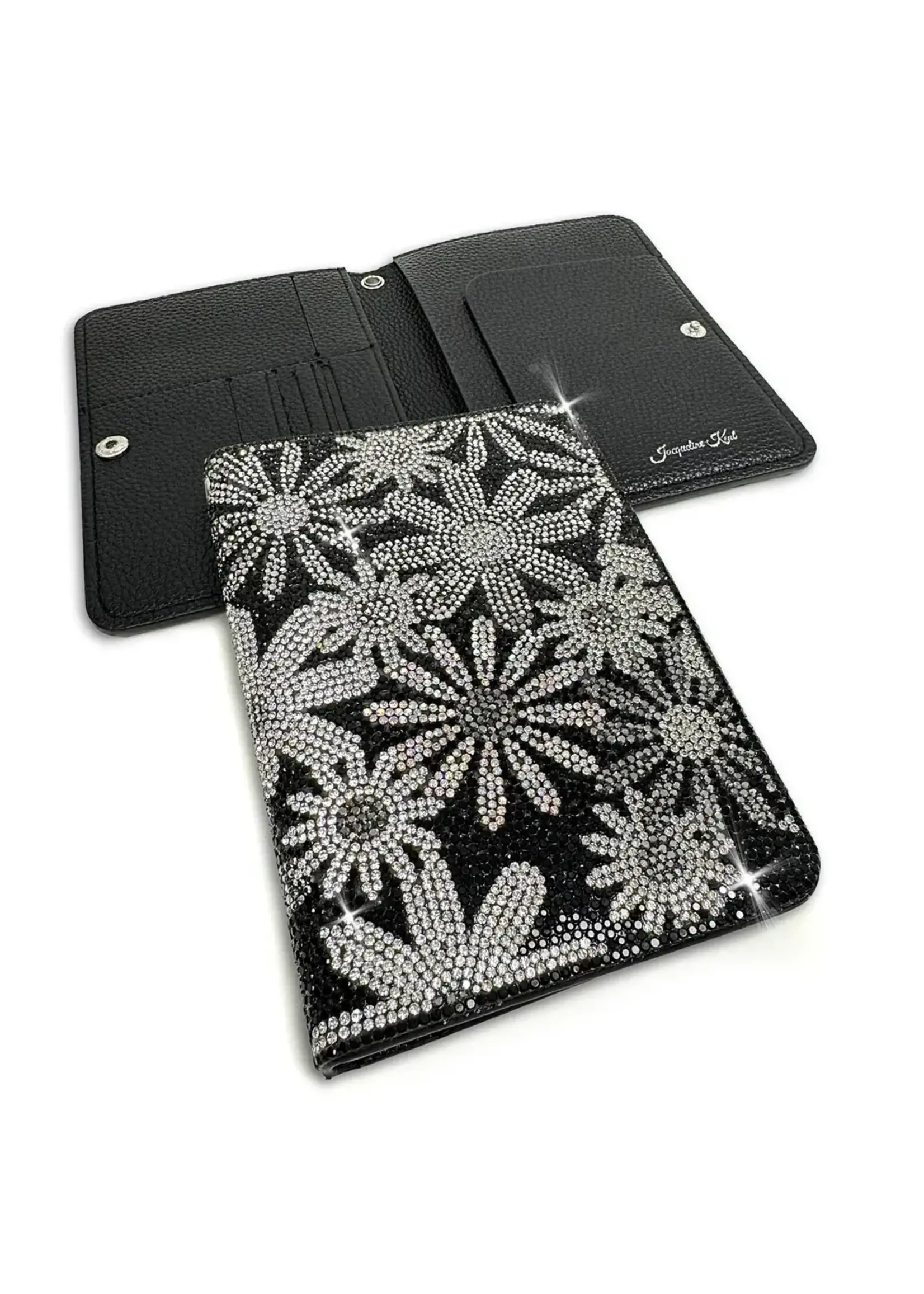 Jacqueline Kent FLOWER POWER PASSPORT HOLDER BLACK