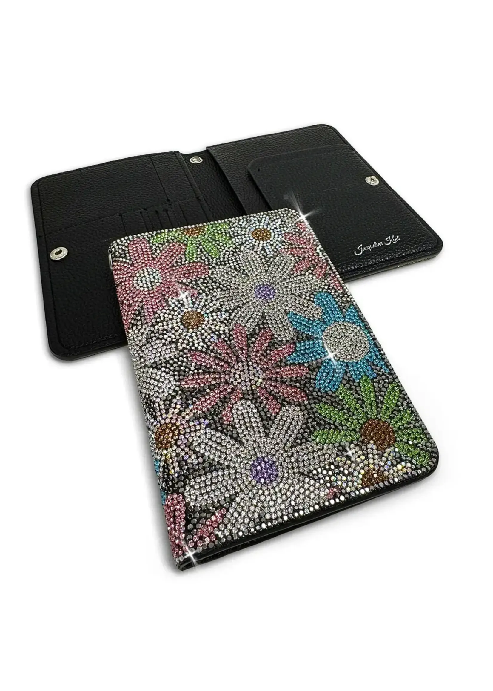 Jacqueline Kent FLOWER POWER PASSPORT HOLDER HEMATITE