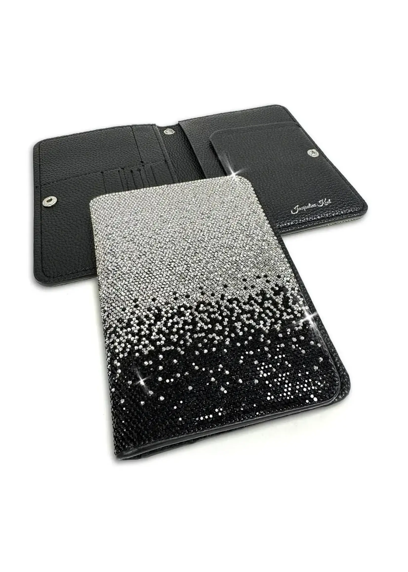 Jacqueline Kent FLOWER POWER PASSPORT HOLDER BLACK OMBRE