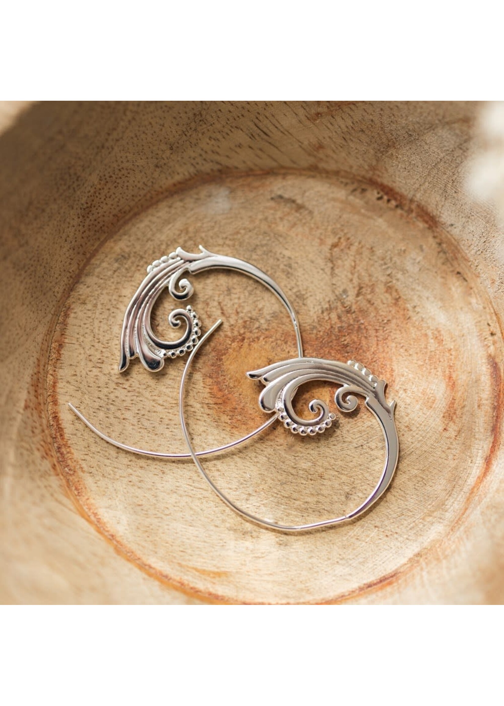 Henna  earrings - Silver Hoop