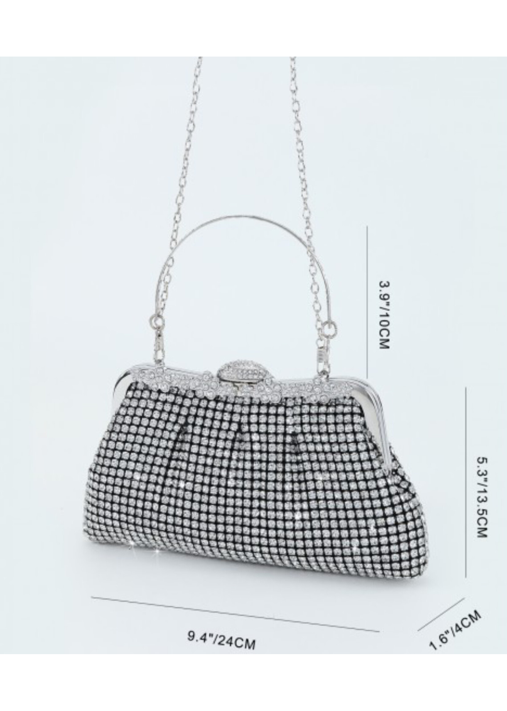 Black Evening Bag with Clear Crystals