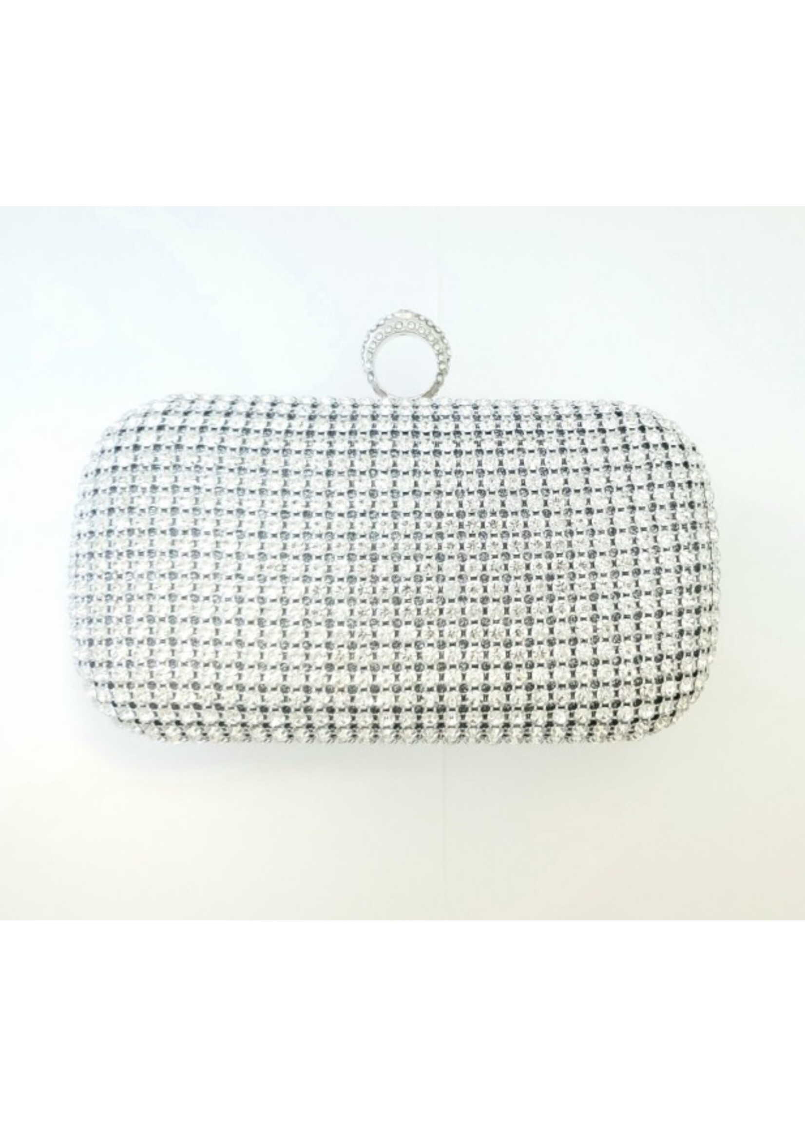 Silver with Clear Crystals Clutch