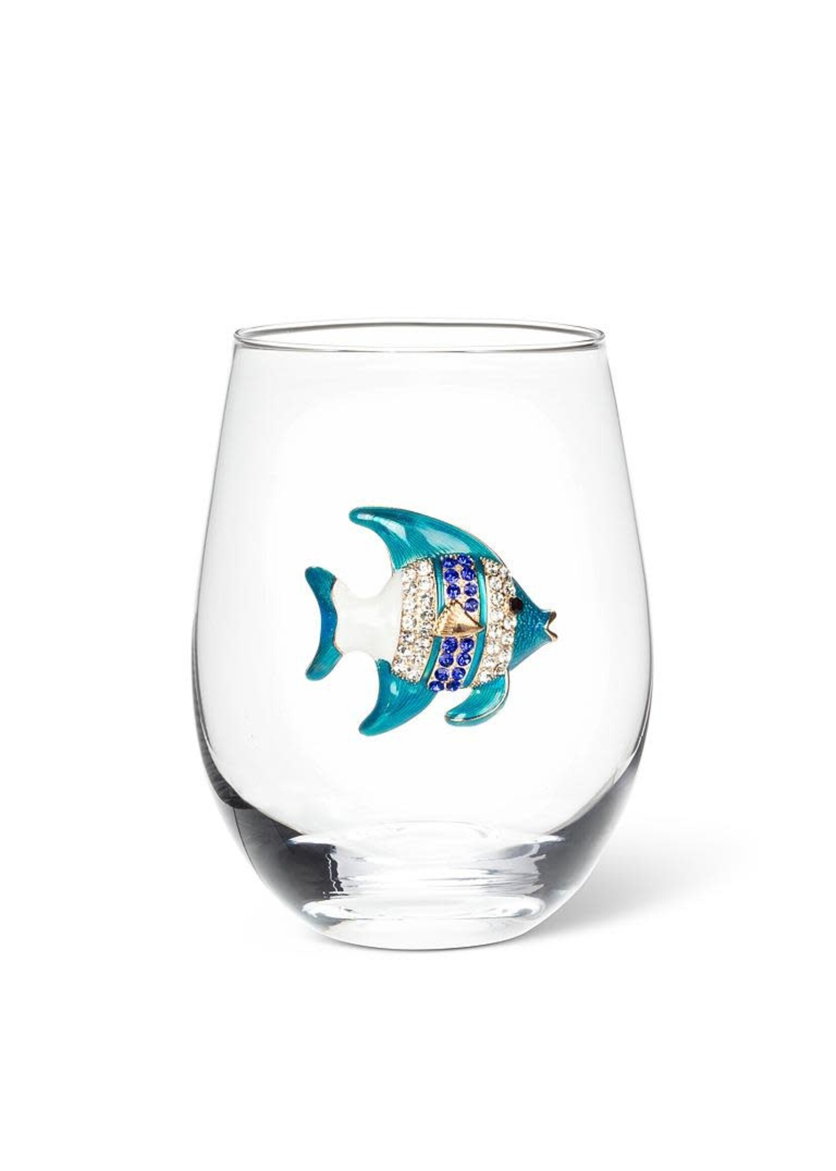 Stemless Wine Glass with Jewelled Fish