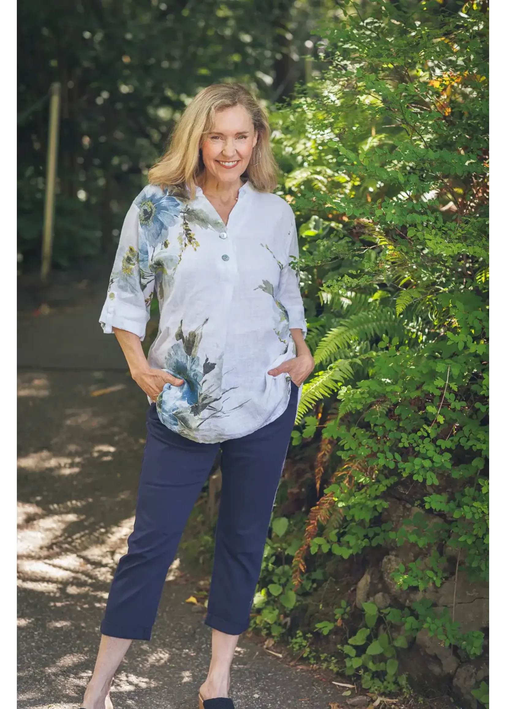 Oversized Linen Tab Sleeve Top