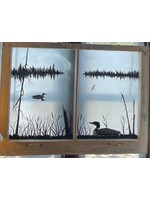 Diana Jenkins Hand Painted Vintage Window - Loon 35” w x 26” tall