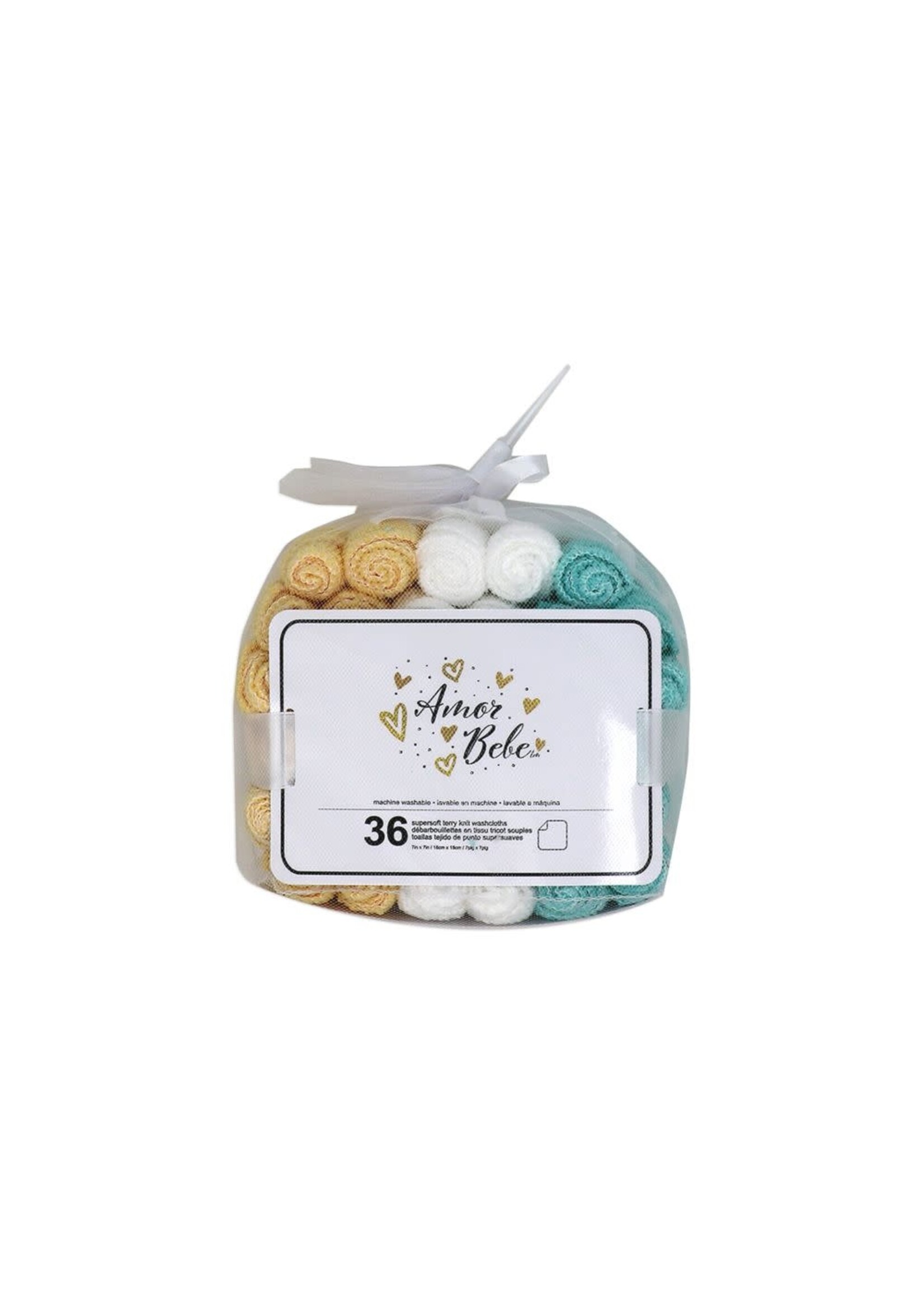 36 Pack Baby Washcloth: Yellow