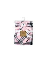 Jesse & Lulu Blanket And Nunu Set: Pink Plaid Bear