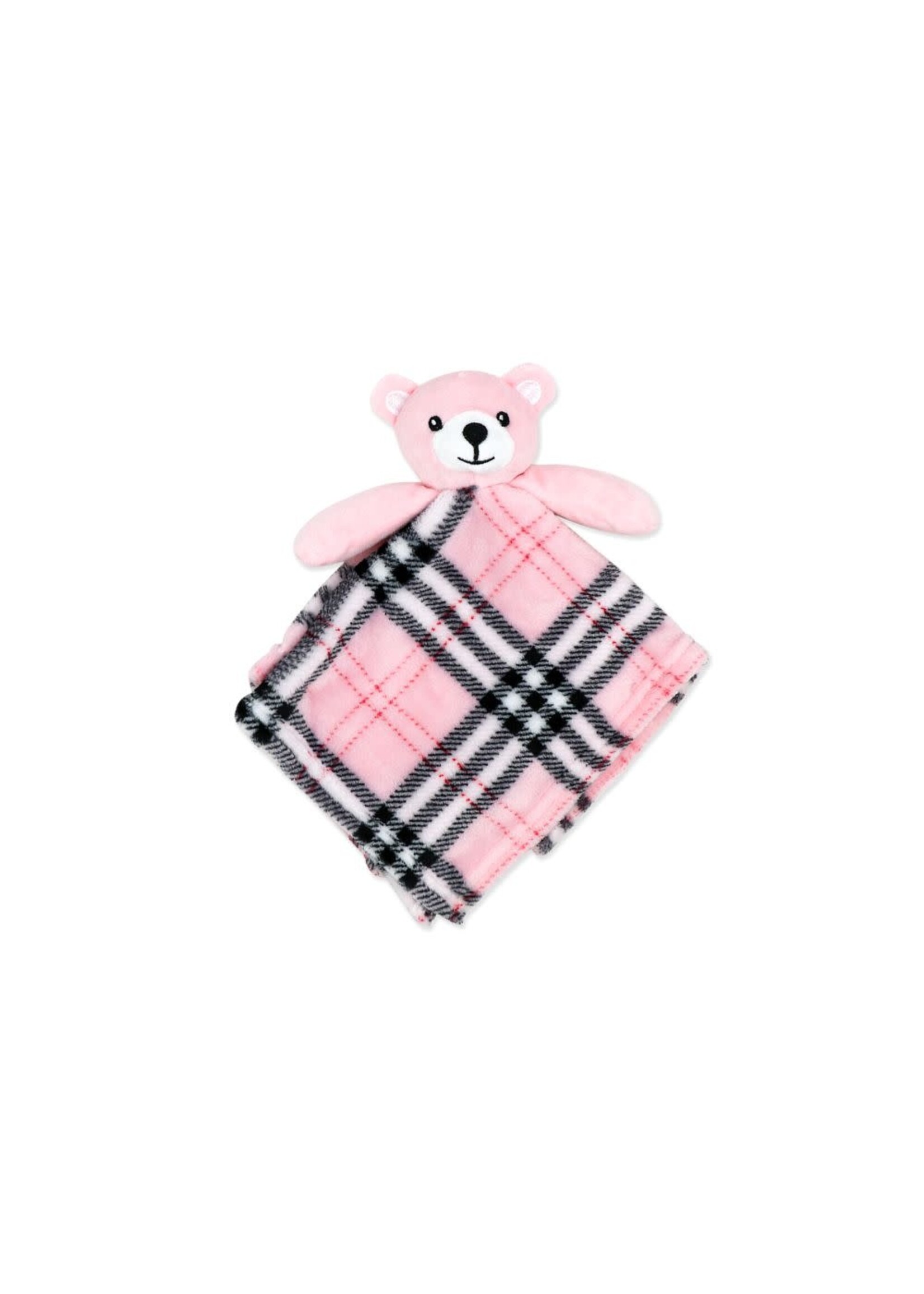Jesse & Lulu Blanket And Nunu Set: Pink Plaid Bear