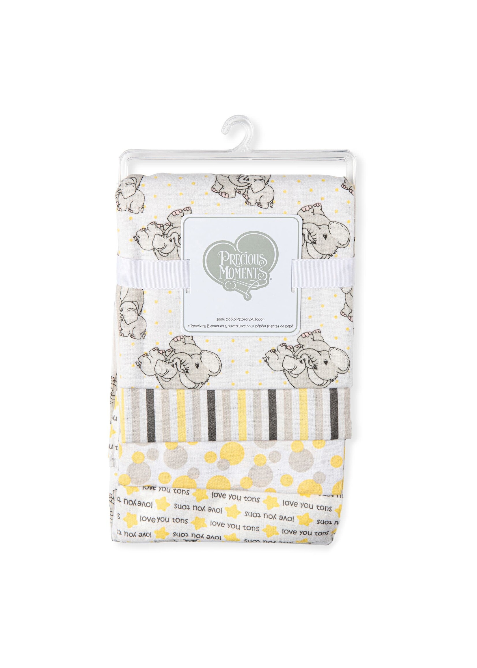 4 Pack Receiving Blankets: Yellow Elephant