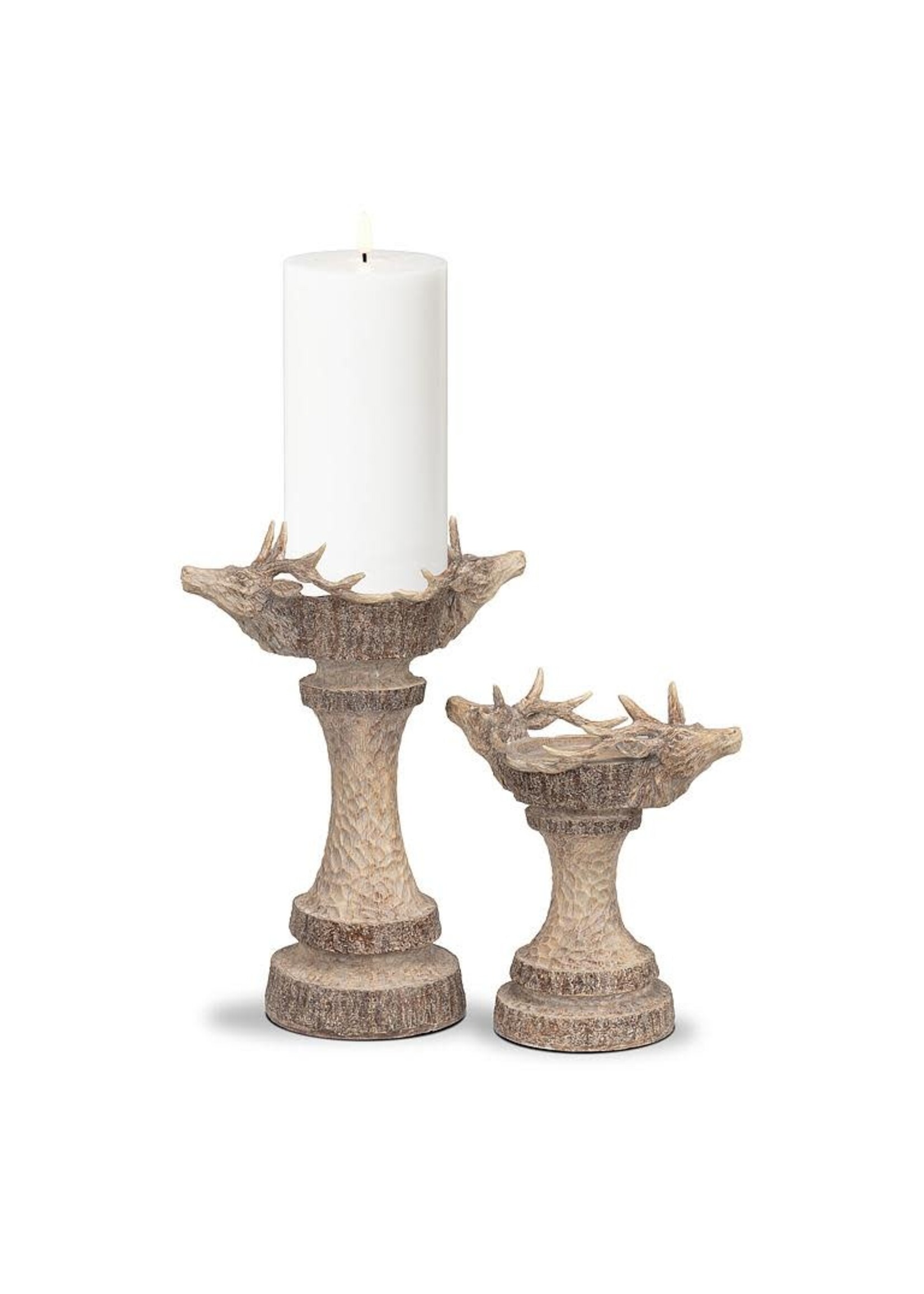 Large Double Deer Head Pillar Holder