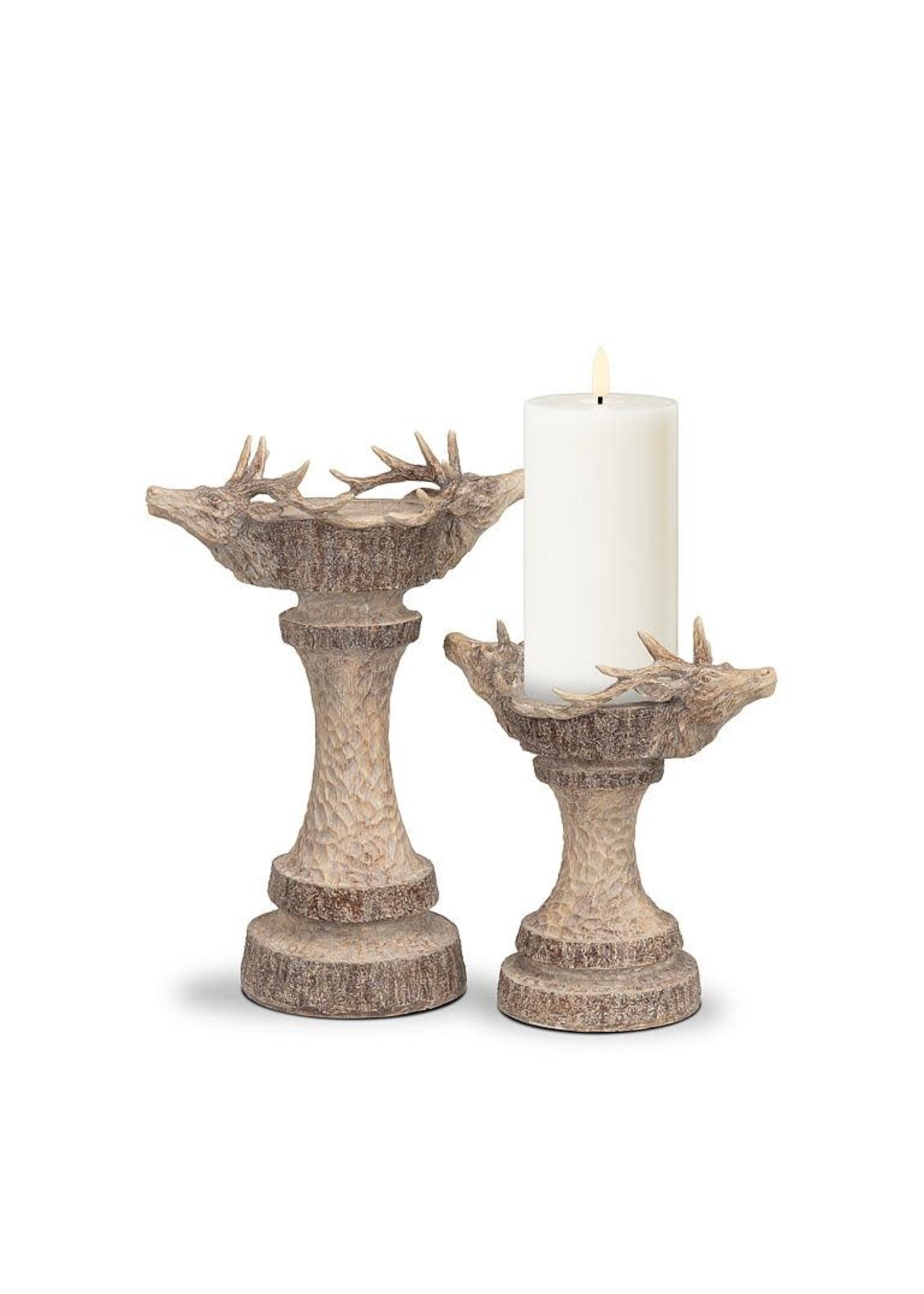 Large Double Deer Head Pillar Holder