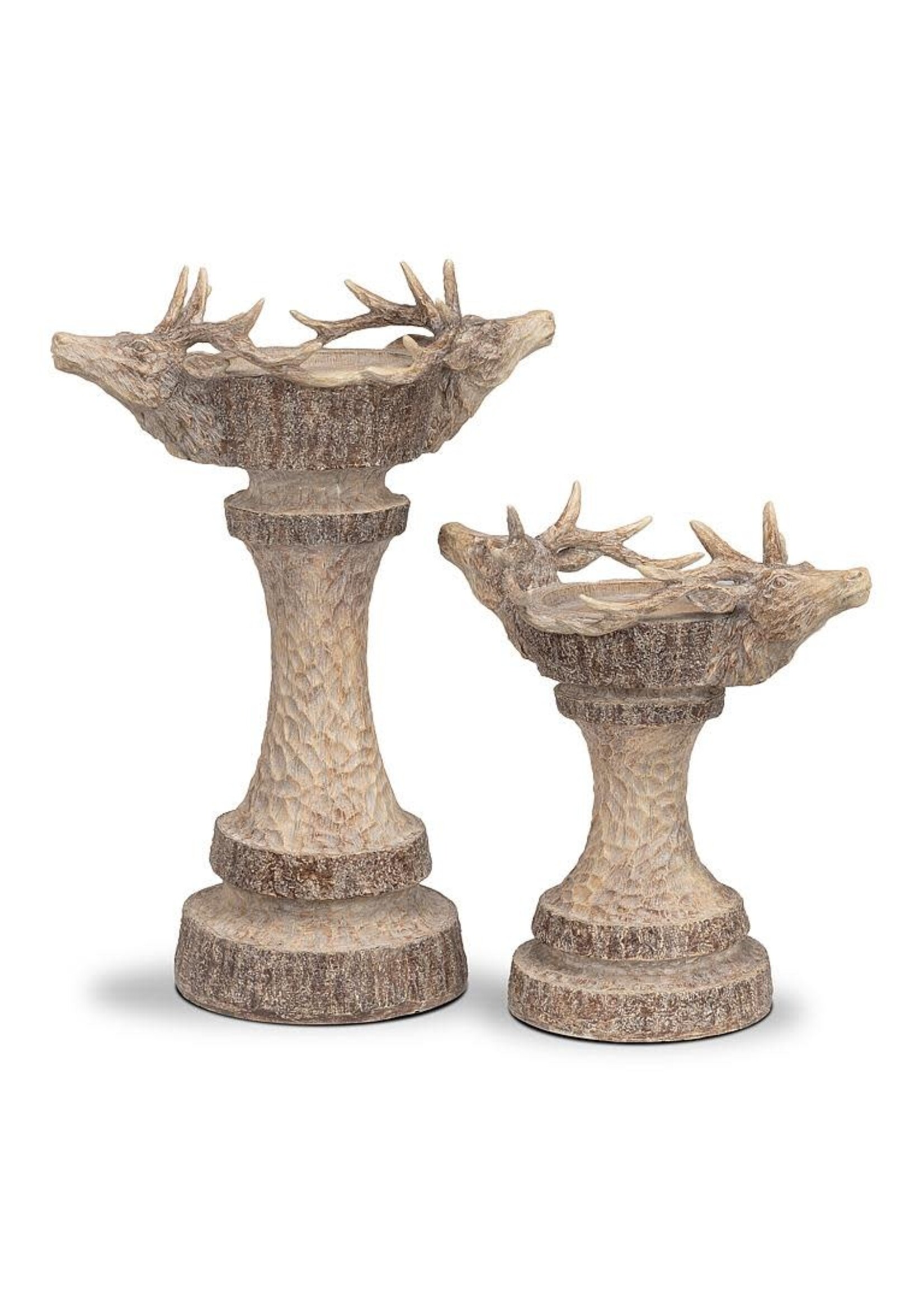 Large Double Deer Head Pillar Holder