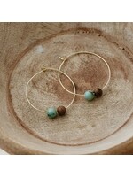 Wild Abandon Earthy whispers hoops-wood/turquoise Gold