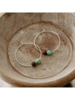Wild Abandon Earthy whispers hoops-wood/turquoise Silver