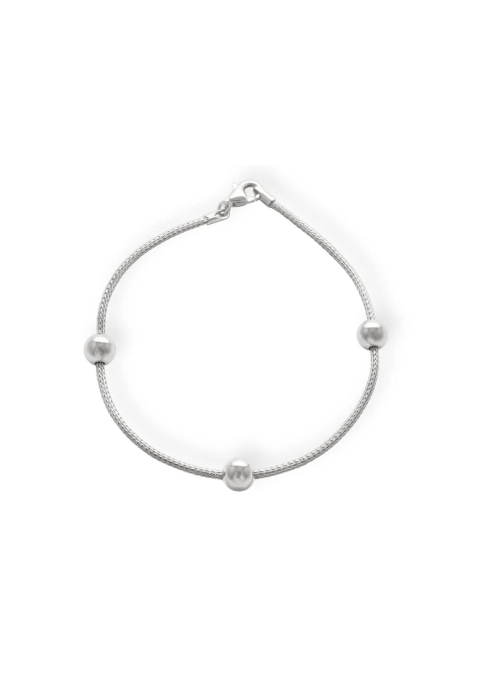 Sterling Silver 2mm Wheat Link with Stationed 6mm High Polished Balls.B244