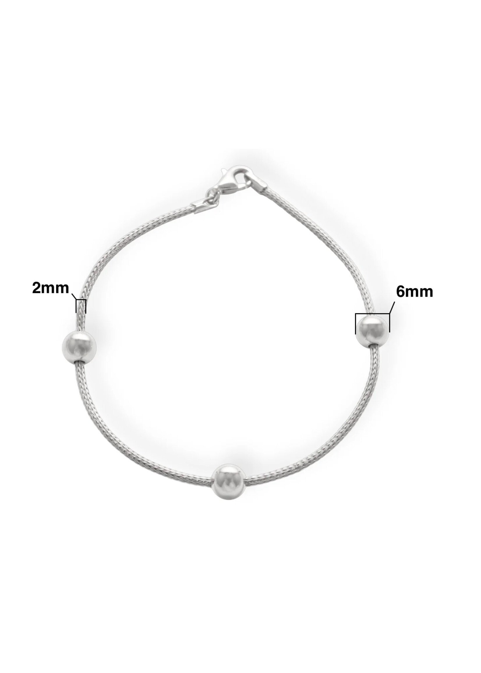 Sterling Silver 2mm Wheat Link with Stationed 6mm High Polished Balls.B244