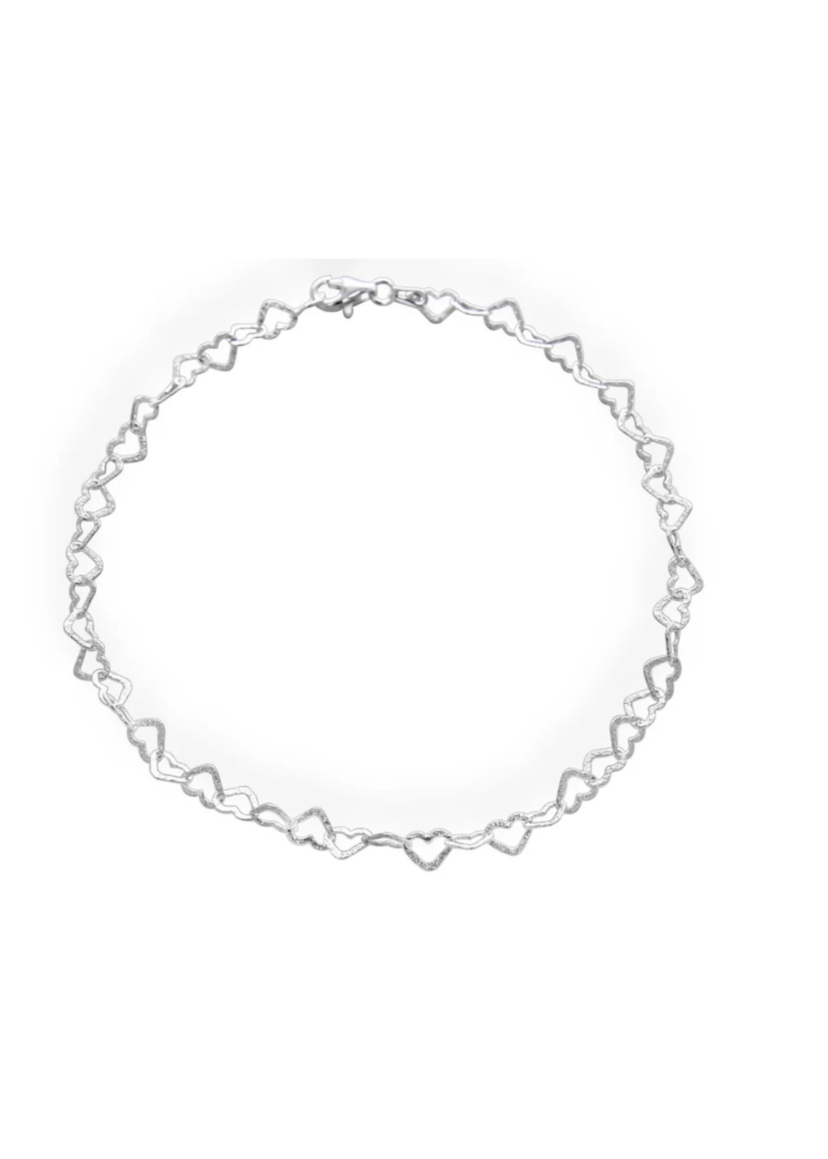 Sterling Silver Anklet w Hearts  10”