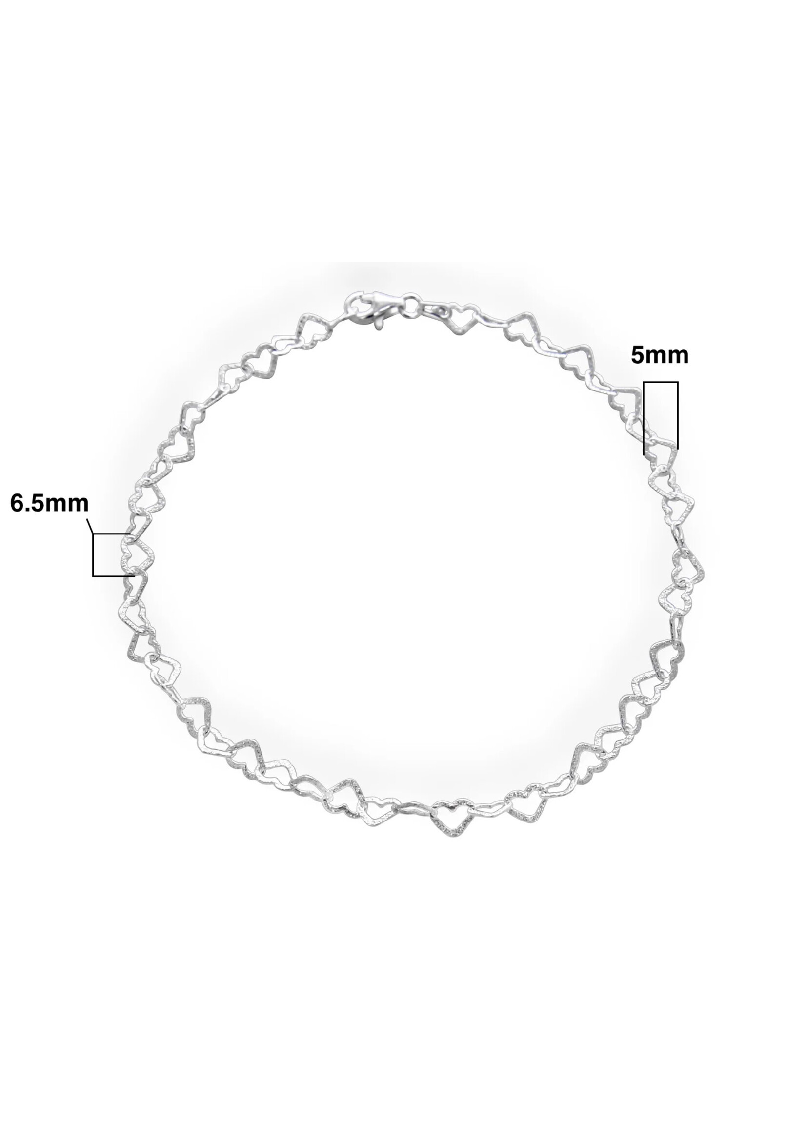 Sterling Silver Anklet w Hearts  10”