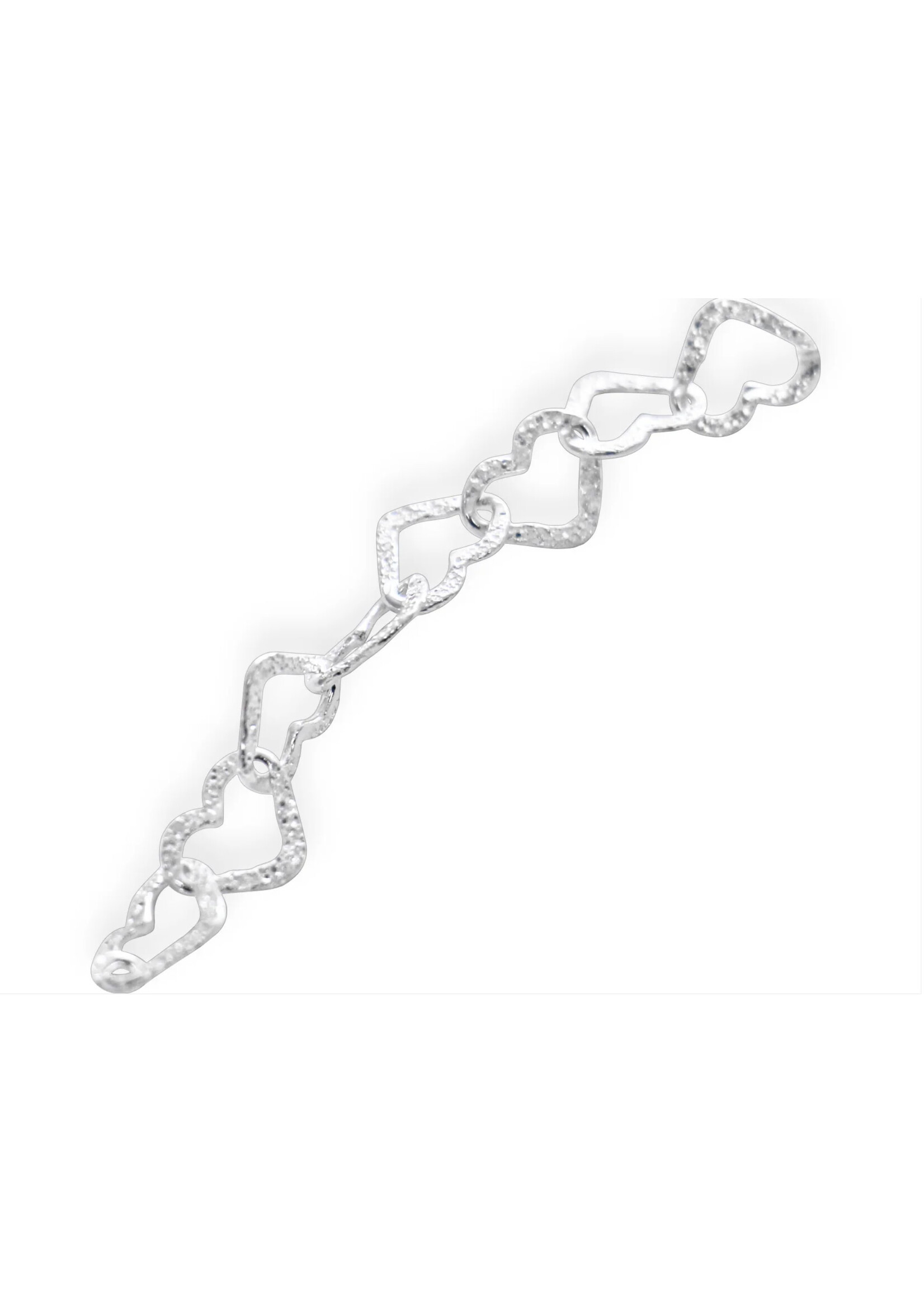 Sterling Silver Anklet w Hearts  10”