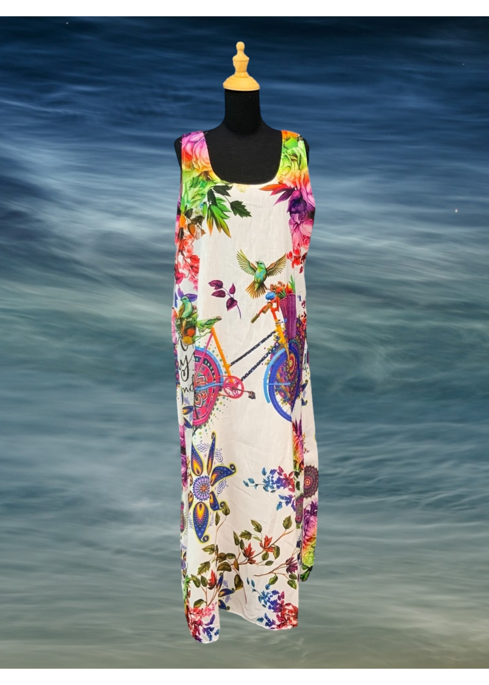 PATTERNED LONG TANK DRESS BICYCLE