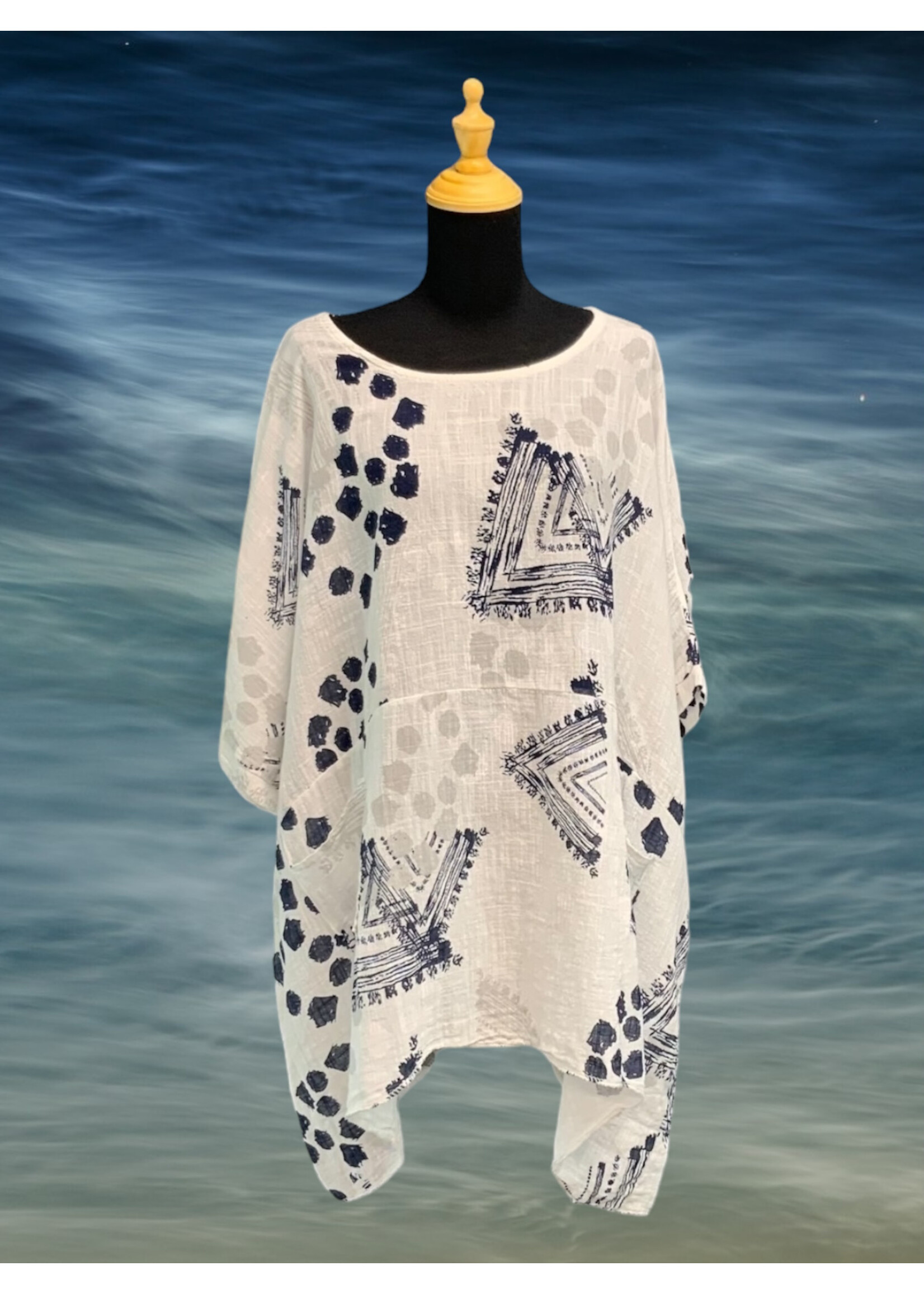Plum Loco PRINTED TUNIC TOP OR BEACH COVER WITH POCKETS