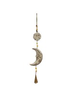 Mango Wood Bell Chimes - Sun & Moon Vintage White 24"