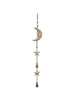 Mango Wood Bell Chimes - Moon & Stars Vintage White 32"
