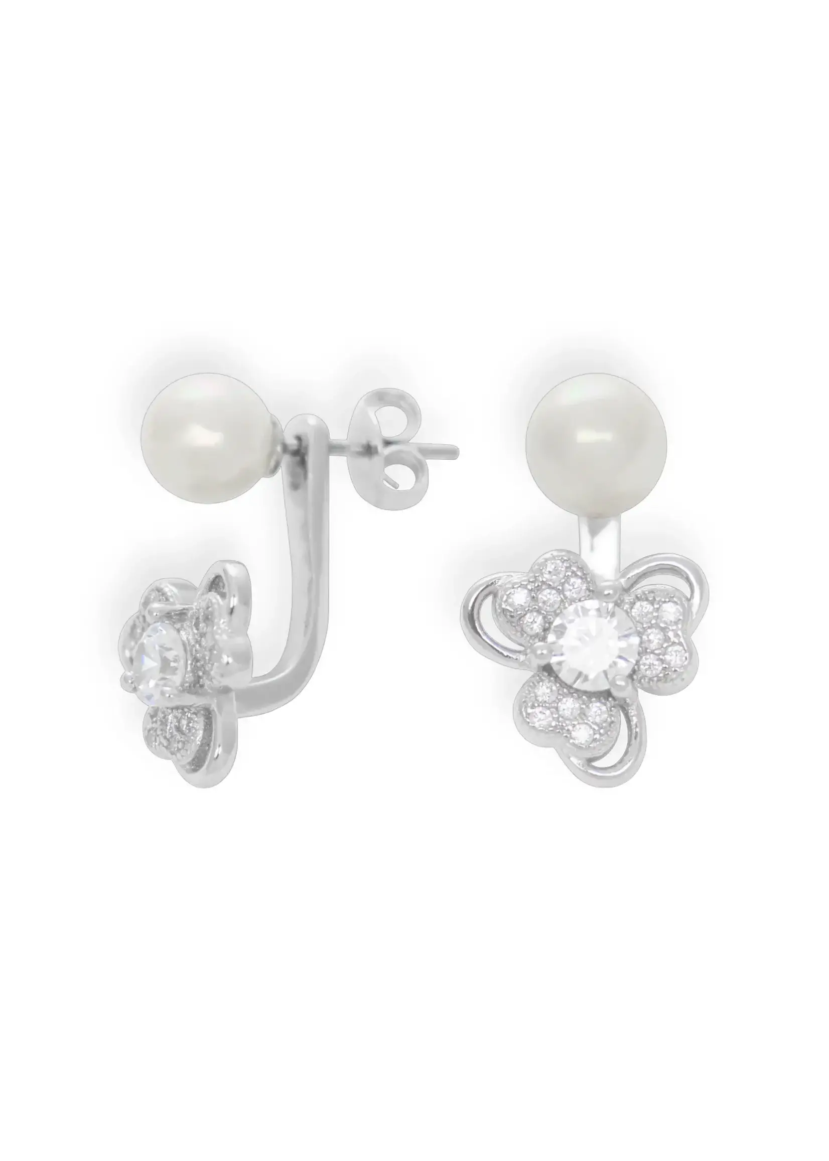 Pearl Stud with Peek-a-Boo Cubic.