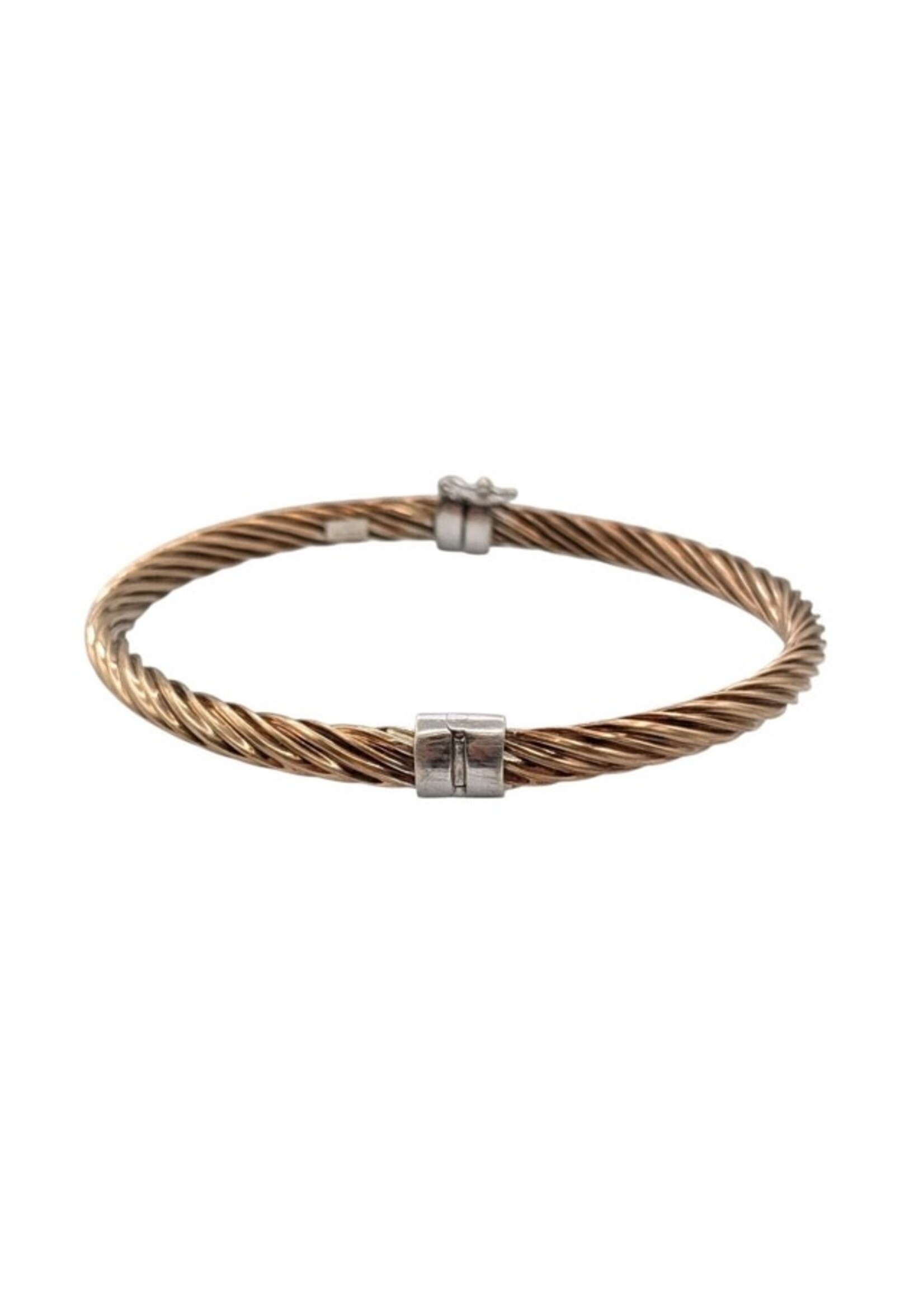 JJT Sterling & Gold Hinged Bangle Bracelet