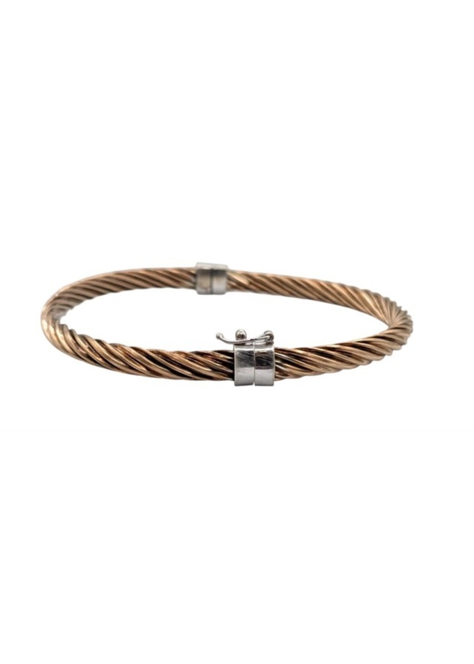 JJT Sterling & Gold Hinged Bangle Bracelet