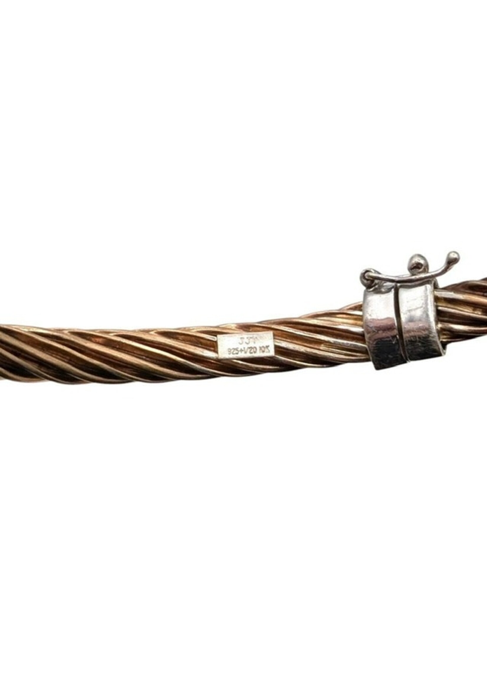 JJT Sterling & Gold Hinged Bangle Bracelet