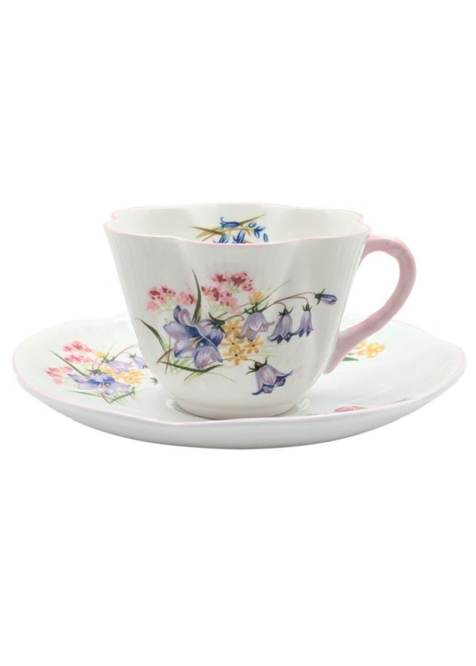 SHELLEY Floral Teacup W Pink Handle