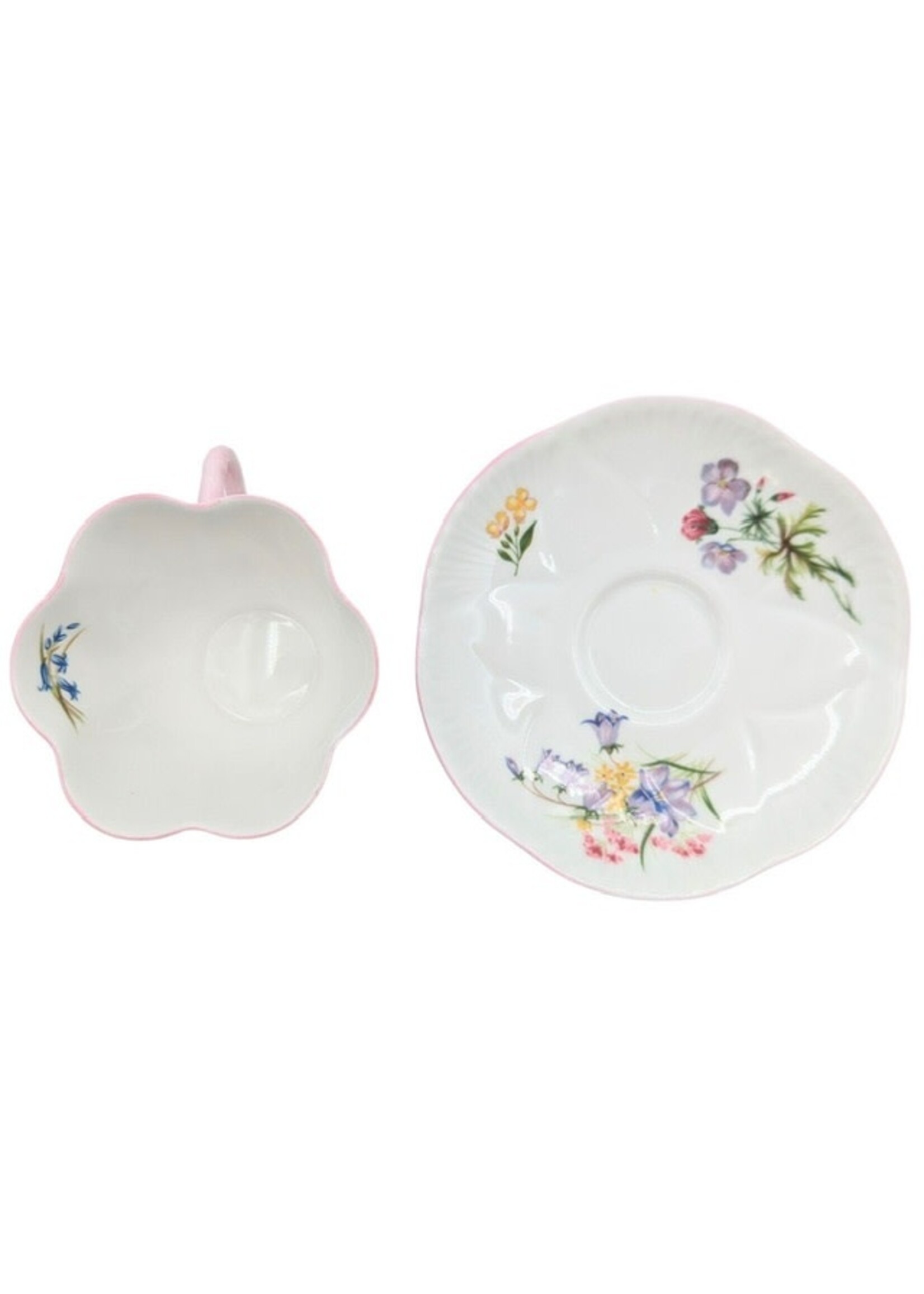 SHELLEY Floral Teacup W Pink Handle