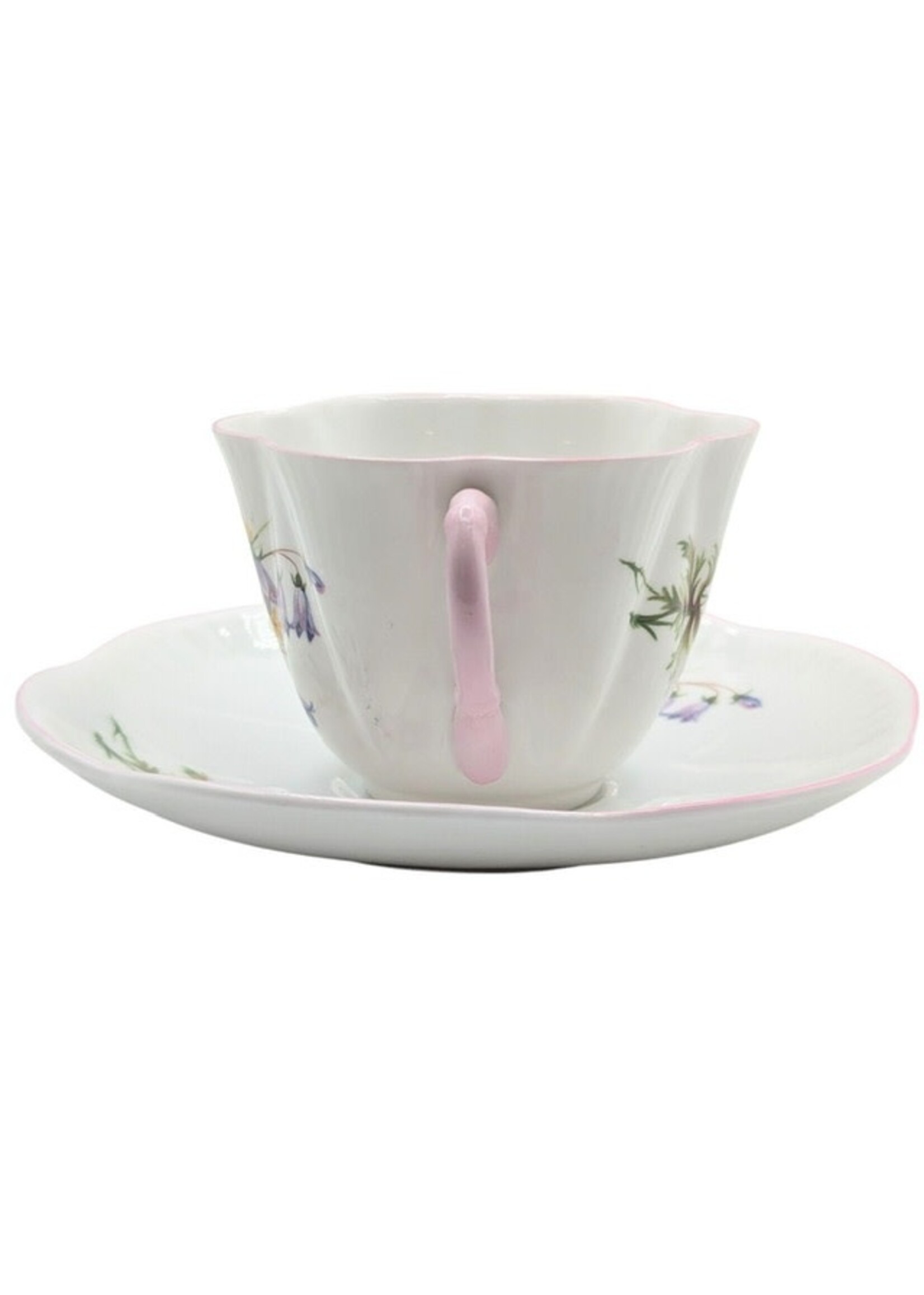SHELLEY Floral Teacup W Pink Handle